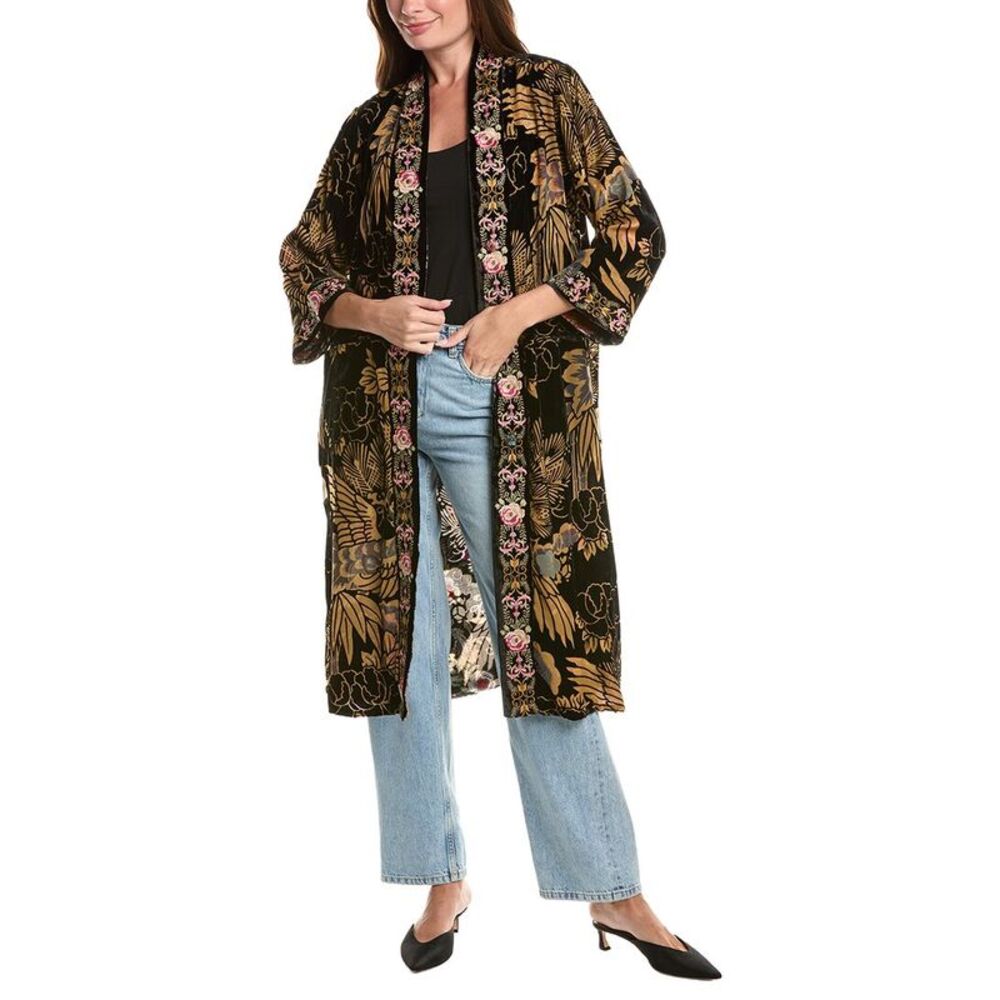 Johnny Was Womens  Myriam Reversible Silk-Lined Kimono, Brown